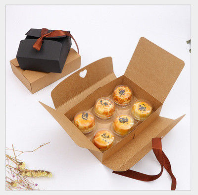 CE FDA Kraft Paper Mooncake Packaging Box With Ribbon